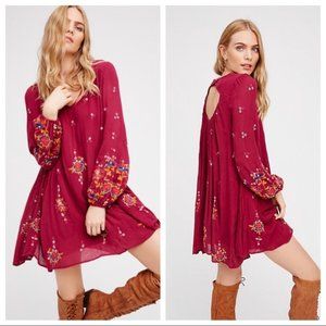 Free People Embroidered Oxford Swing Mini Dress
